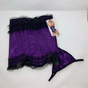 Purple Satin Lace Bows Corset